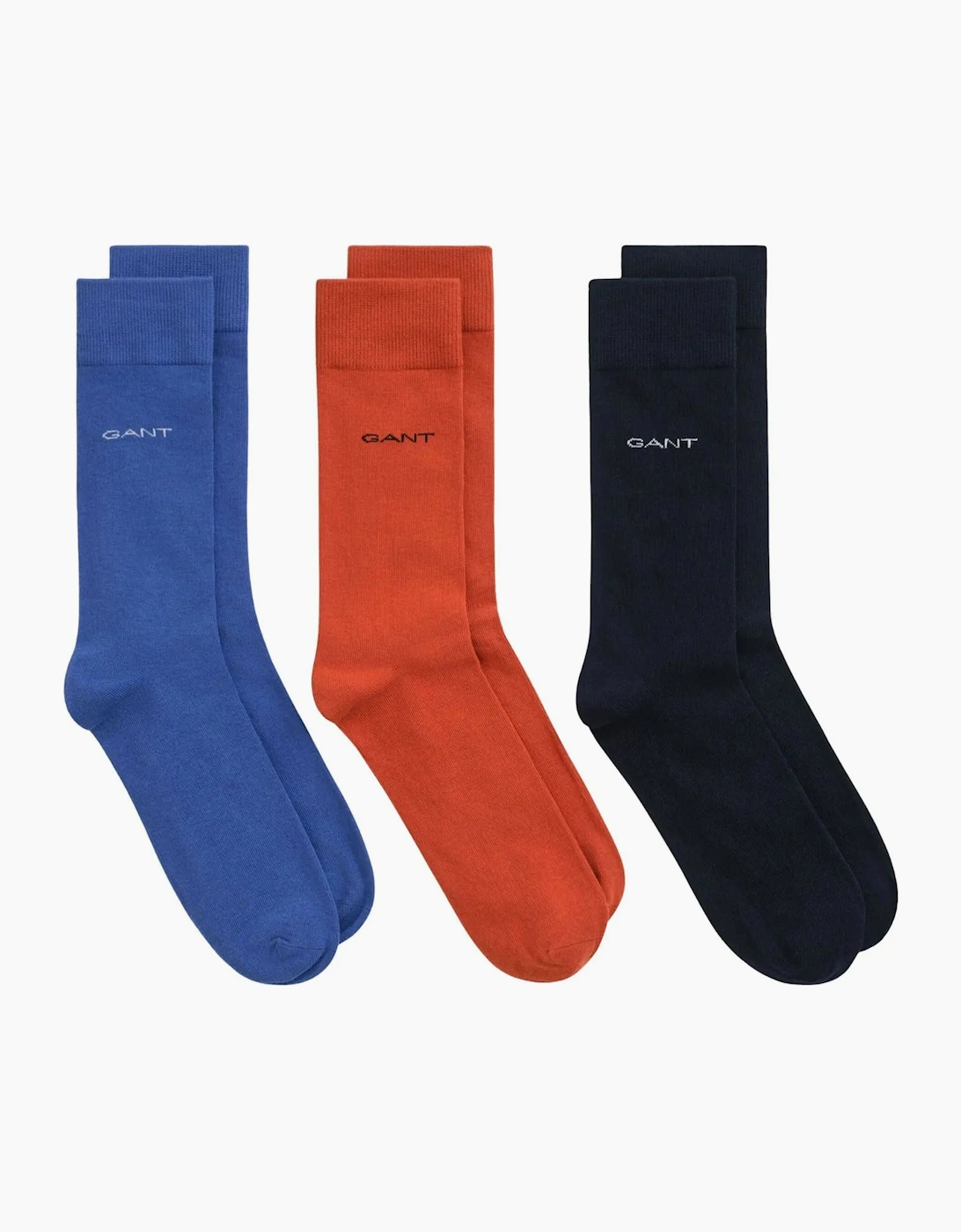 GANT Men's 3-Pack Soft Cotton Socks, Blue/Orange/Black - Black/Blue - Size: EUR 43-45