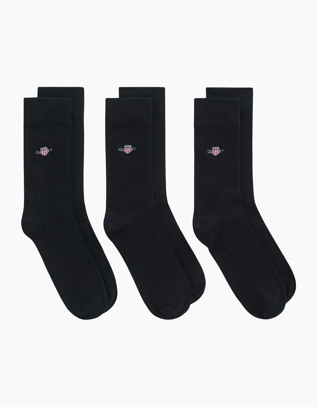 Gant Men's Black/Black/Black 3-Pack Shield Logo Socks, - : Eur Size 43-45