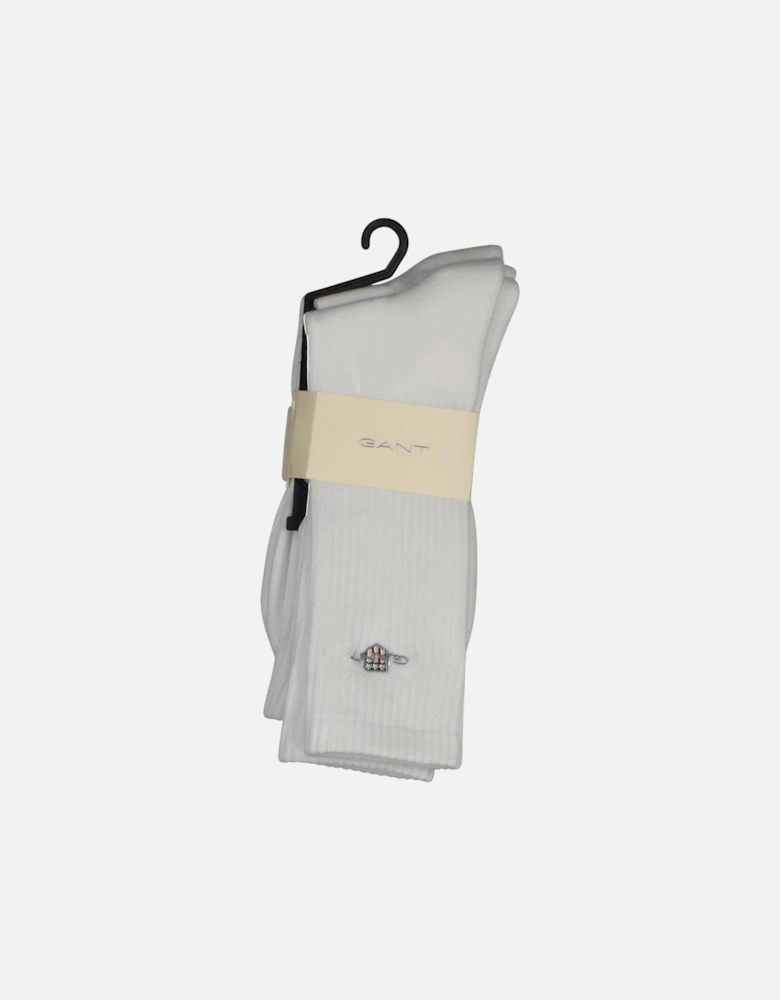 2-Pack Shield Logo Sports Socks, White