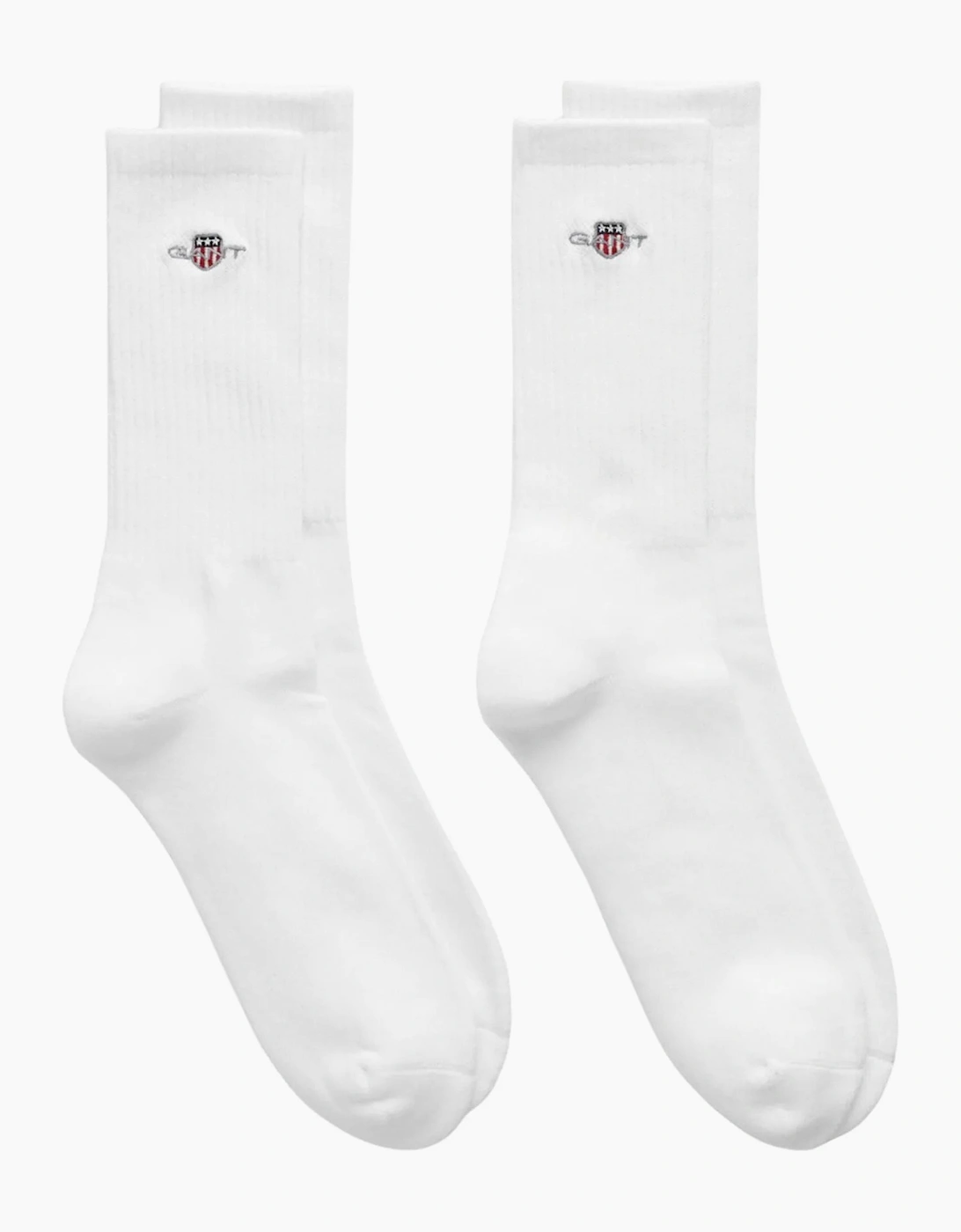 Gant Men's White/White 2-Pack Shield Logo Sports Socks, - : Eur Size 43-45