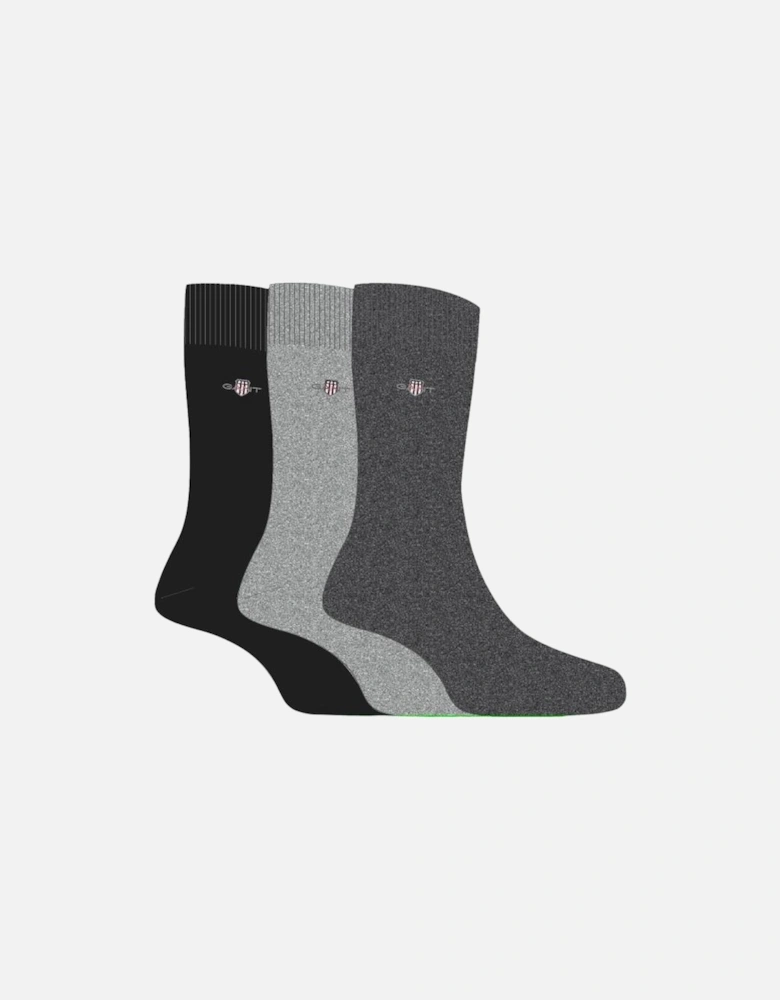 3-Pack Shield Logo Socks, Black/Grey Combo