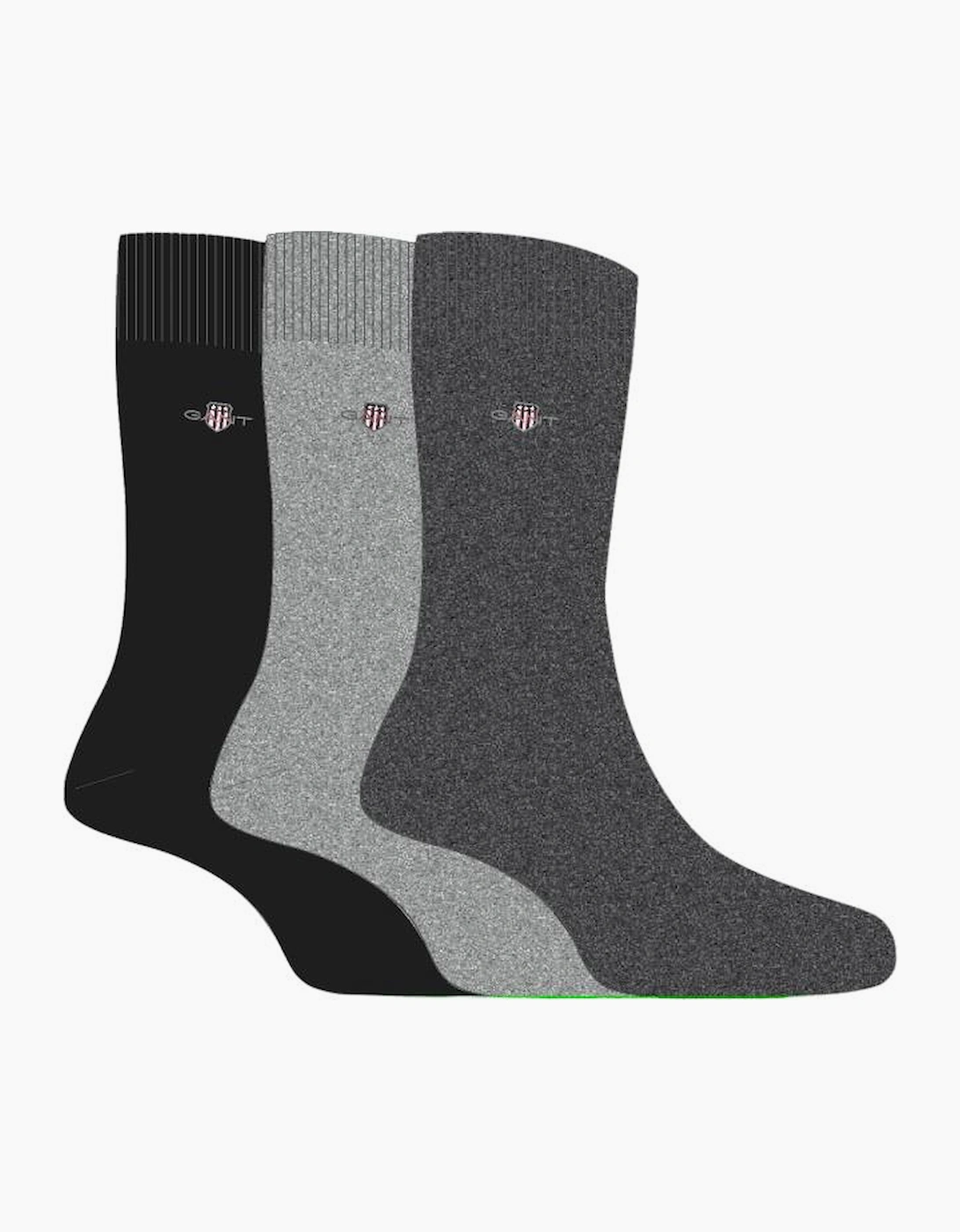 Gant Men's Black 3-Pack Shield Logo Socks, /Grey Combo - : Eur Size 43-45