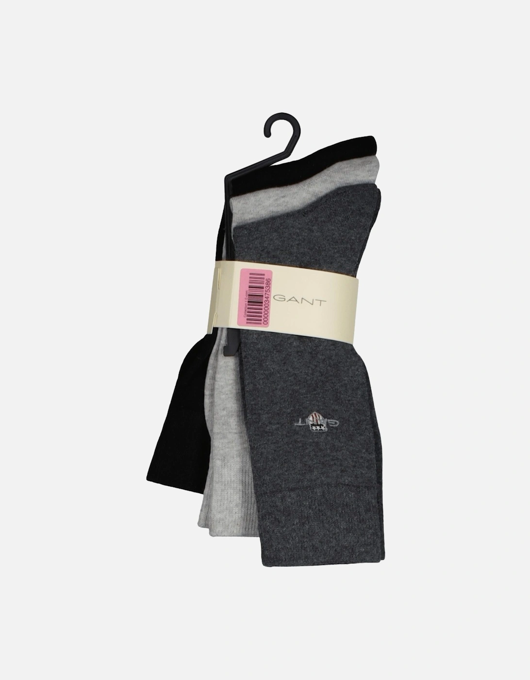 3-Pack Shield Logo Socks, Black/Grey Combo