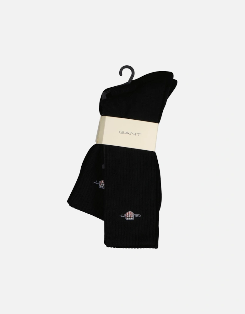 2-Pack Shield Logo Sports Socks, Black