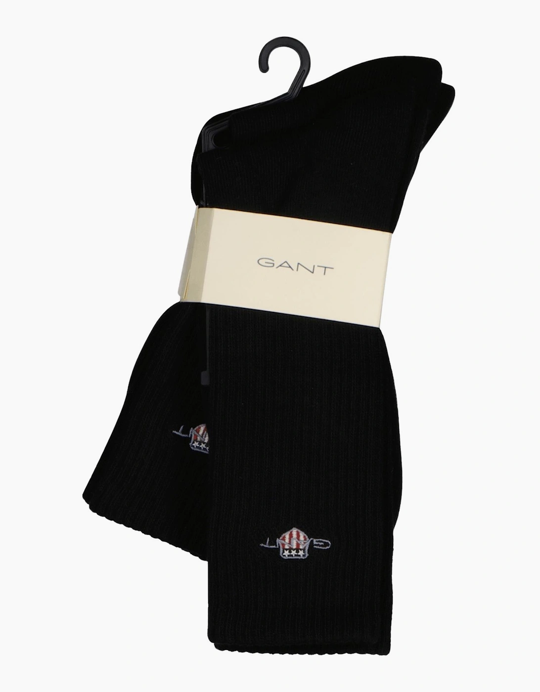Gant Men's Black 2-Pack Shield Logo Sports Socks, - Size: 7/7.5/8/8.5/9/9.5/10