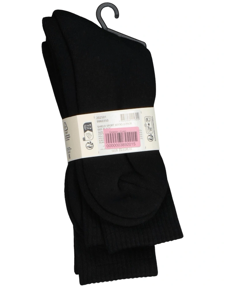 2-Pack Shield Logo Sports Socks, Black