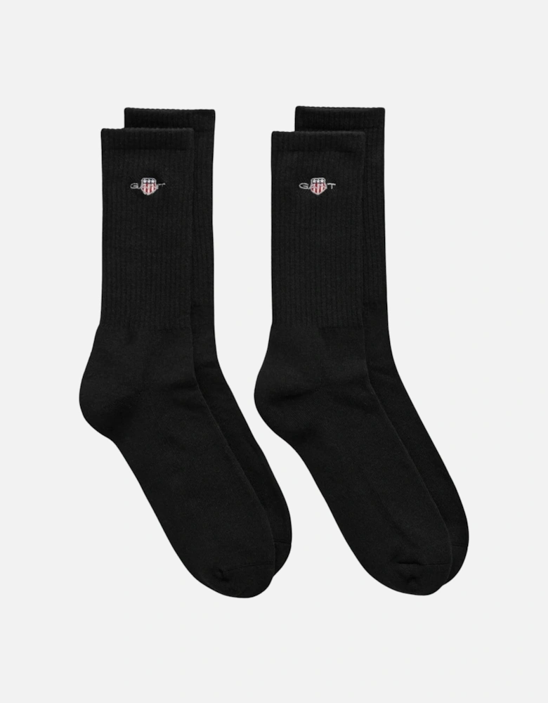 2-Pack Shield Logo Sports Socks, Black