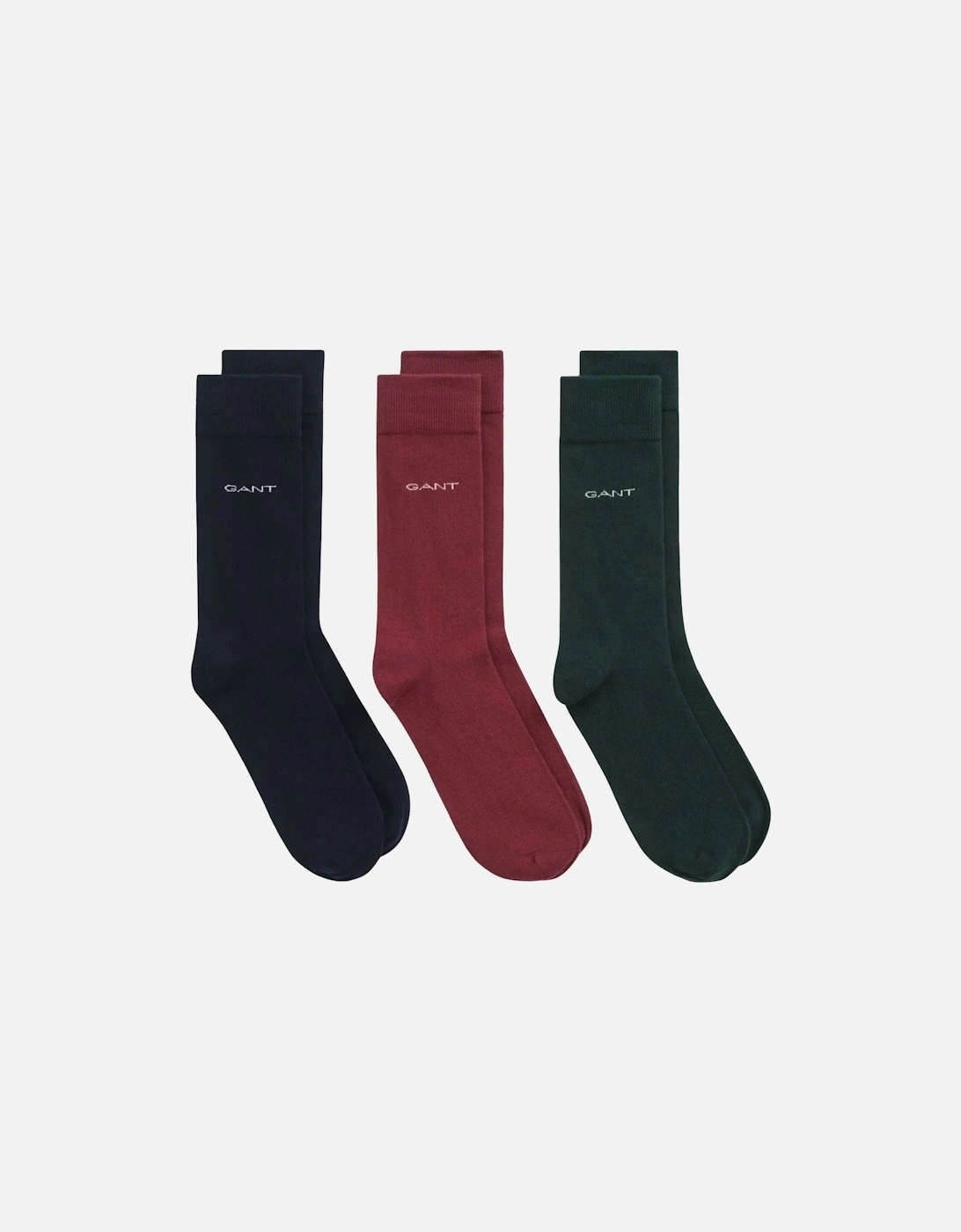 3-Pack Soft Cotton Socks, Claret/Green/Black, 4 of 3