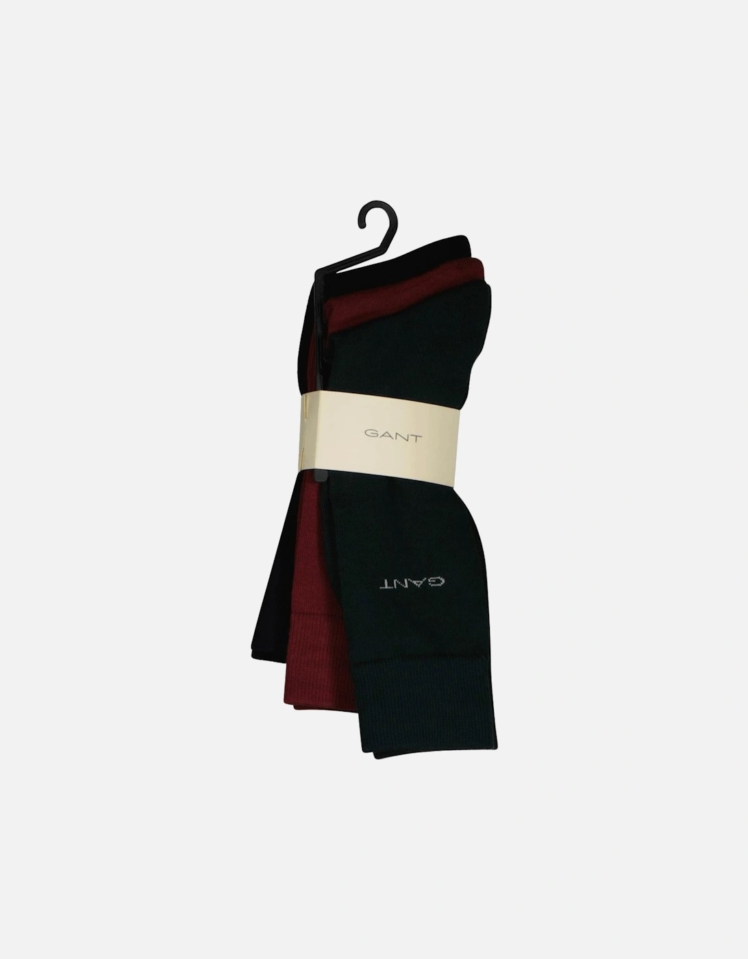 3-Pack Soft Cotton Socks, Claret/Green/Black