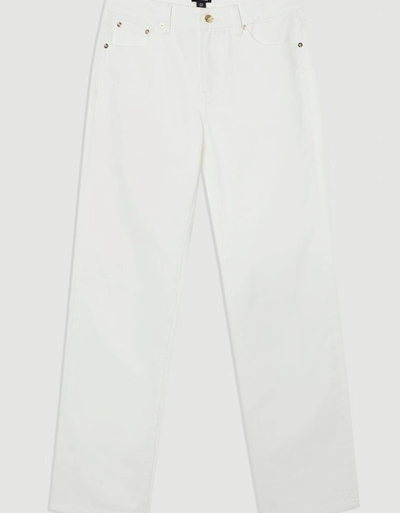 Rigid Denim Mid Rise Straight Leg Jean