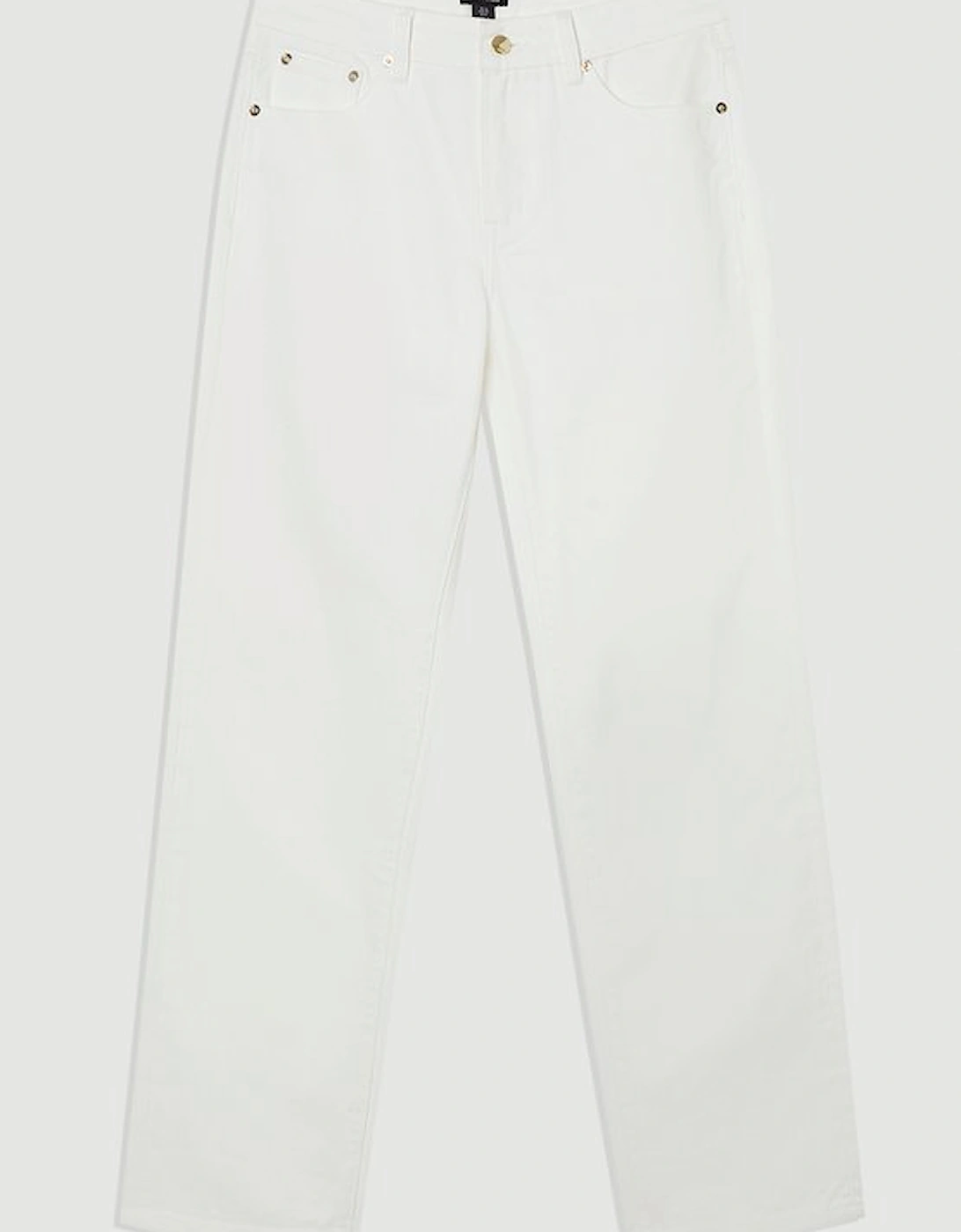 Rigid Denim Mid Rise Straight Leg Jean