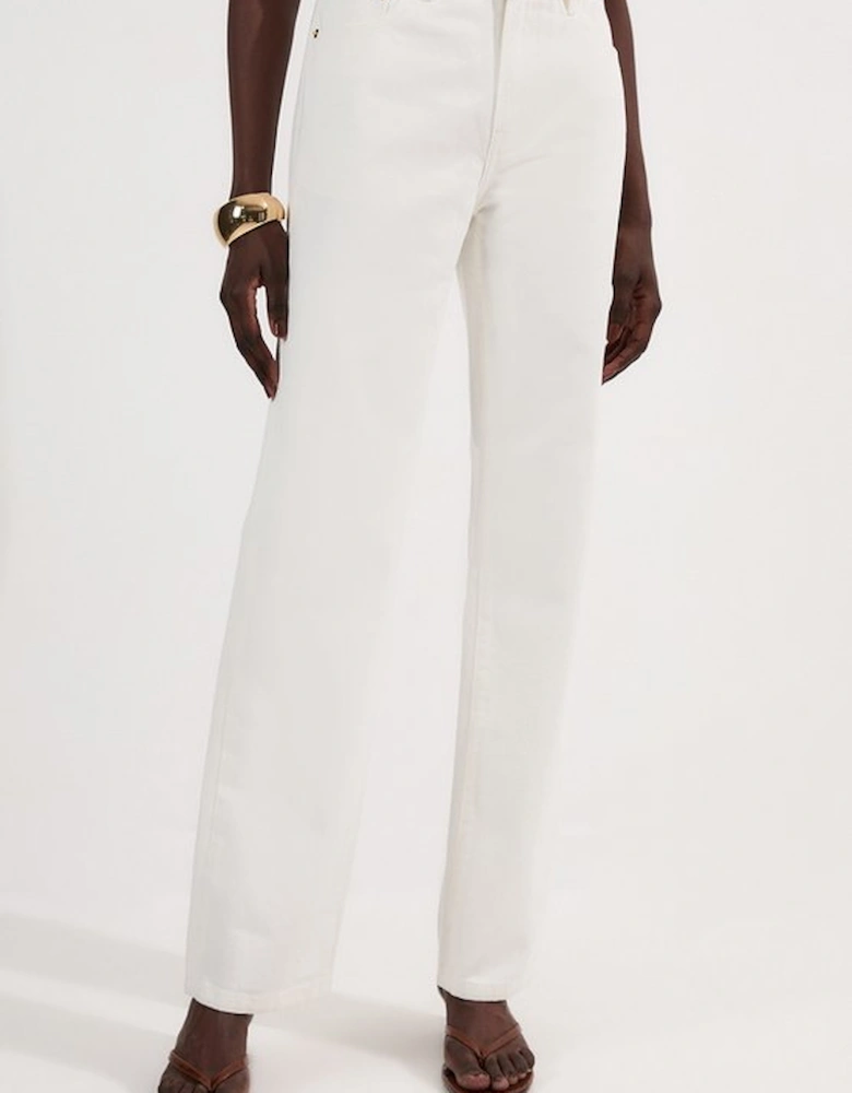 Rigid Denim Mid Rise Straight Leg Jean