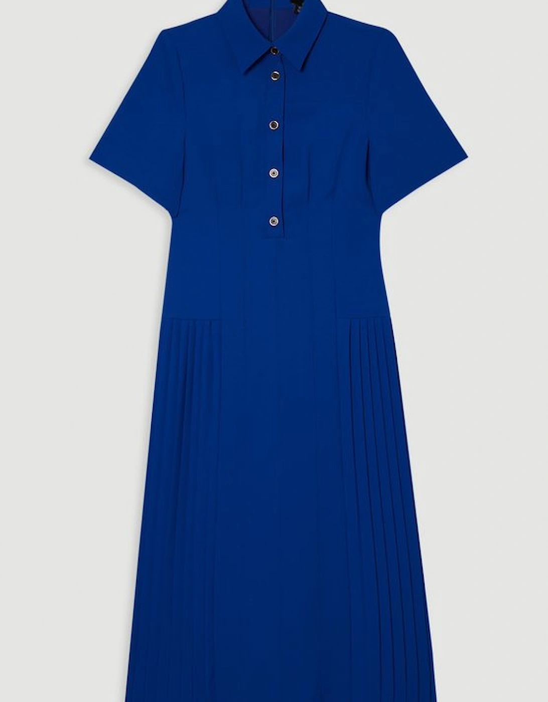 Tailored Crepe Pleated Panelled Shirt Dress