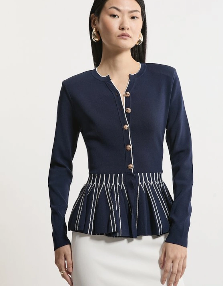 Viscose Blend Knit Peplum Jacket