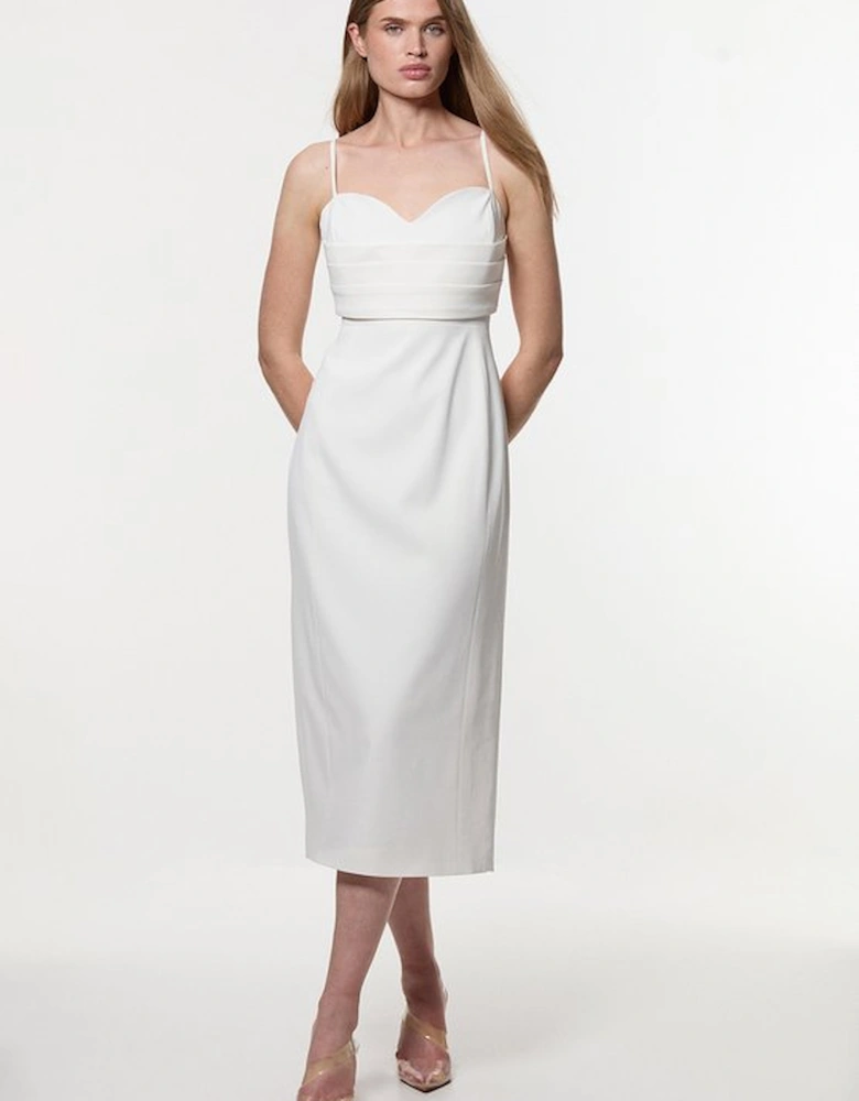 Petite Polished Tailored Corset Detail Midi Dress