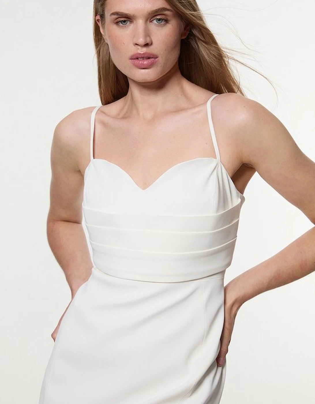 Petite Polished Tailored Corset Detail Midi Dress