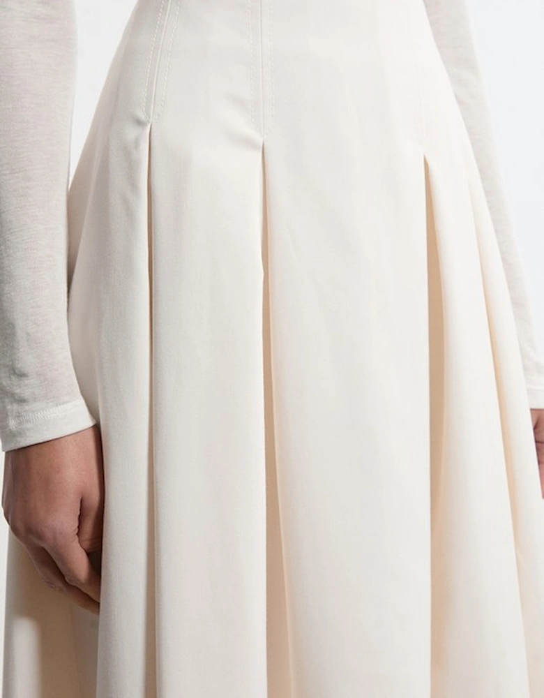 Tailored Twill Full Midi Skirt
