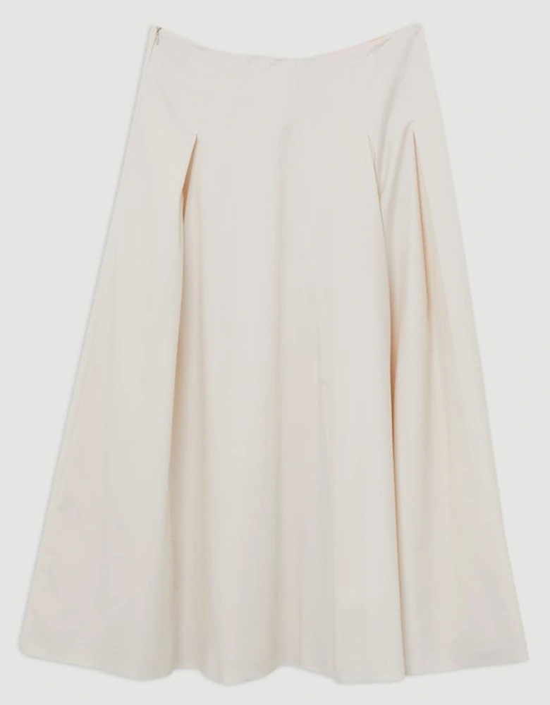 Tailored Twill Full Midi Skirt