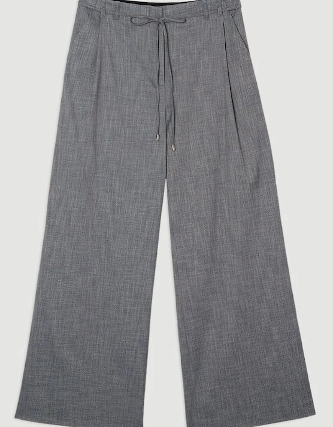 Tailored Marl Tie Waist Detail Wide Leg Trouser