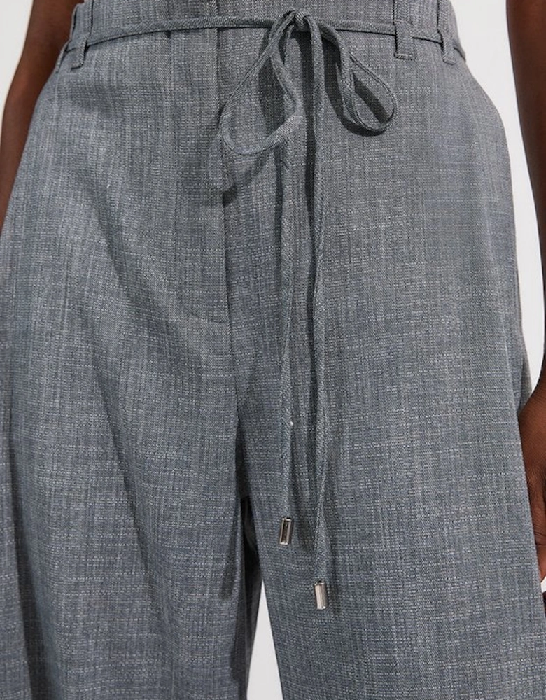 Tailored Marl Tie Waist Detail Wide Leg Trouser