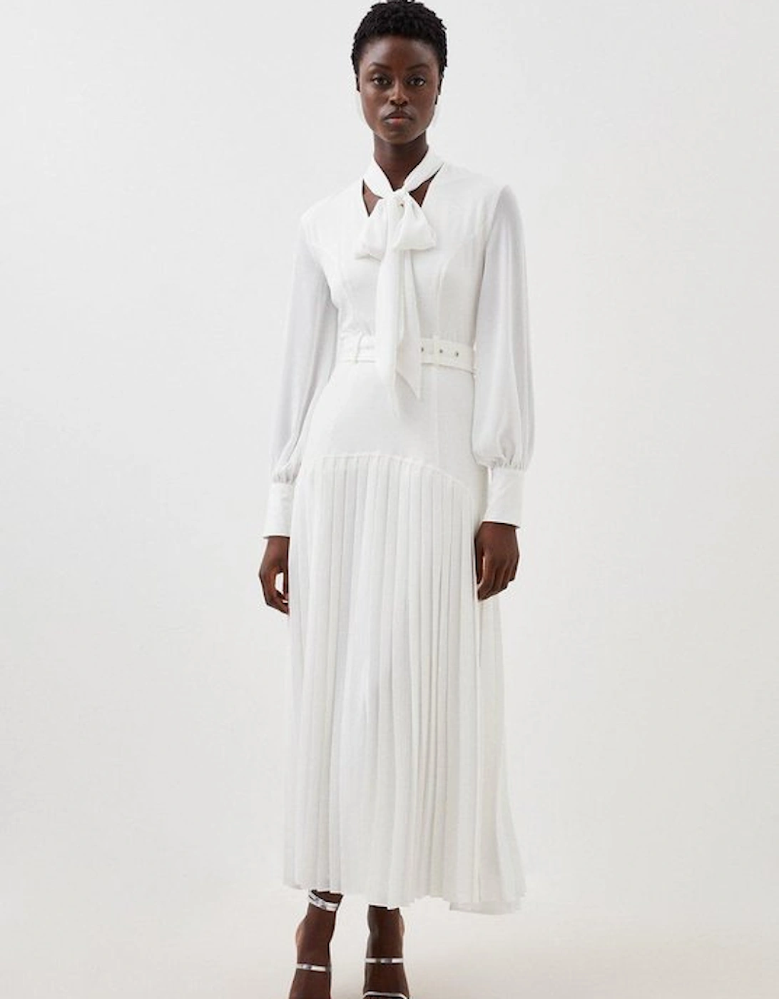 Jersey Ponte Georgette Mix Midi Dress, 2 of 1