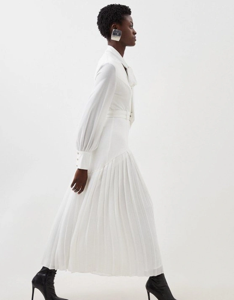 Jersey Ponte Georgette Mix Midi Dress