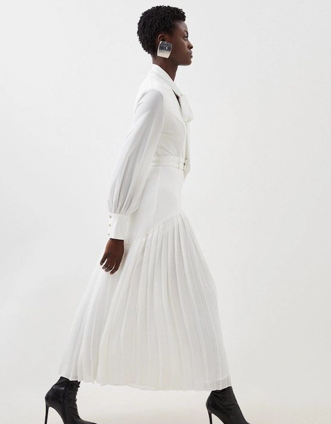 Jersey Ponte Georgette Mix Midi Dress