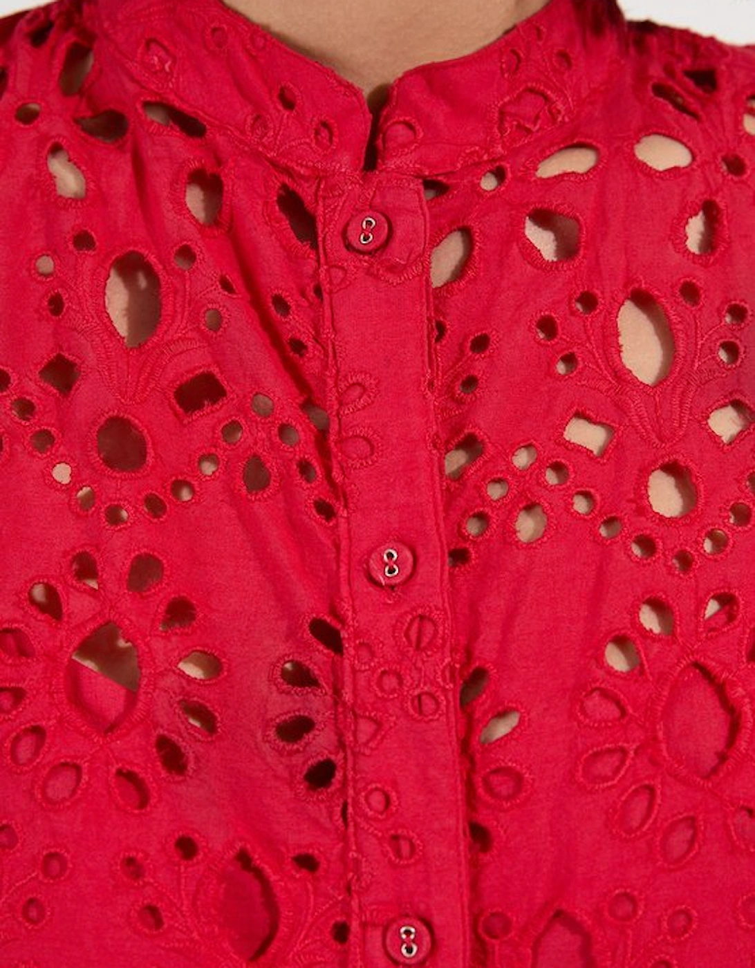 Cotton Broderie Woven Short Sleeve Blouse