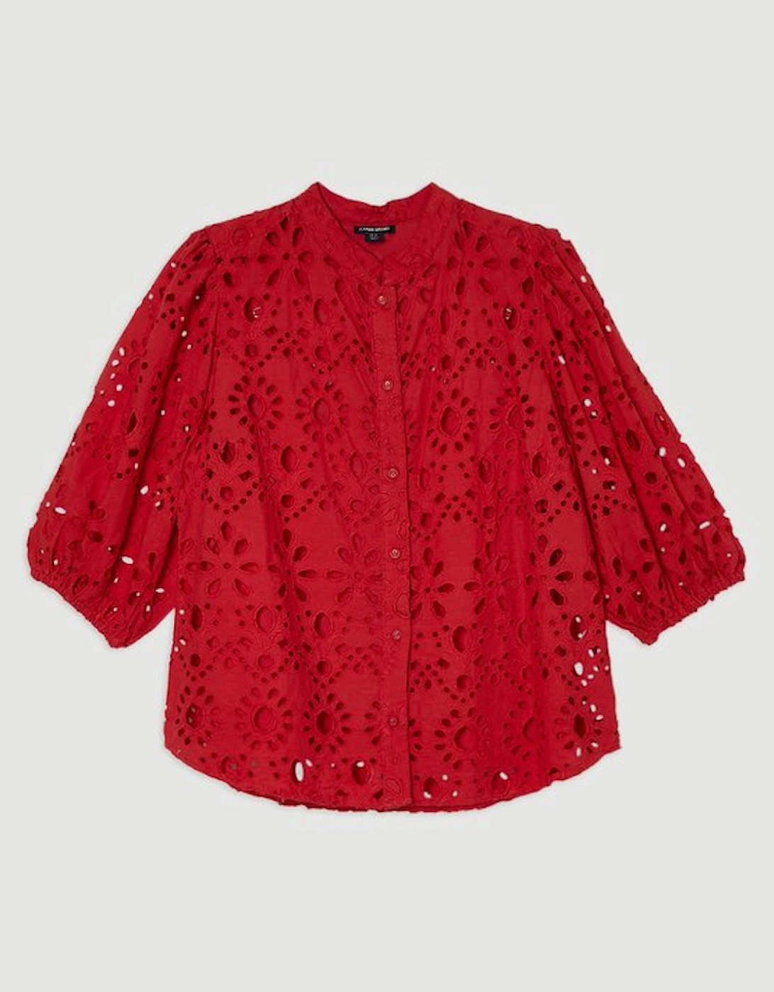 Cotton Broderie Woven Short Sleeve Blouse