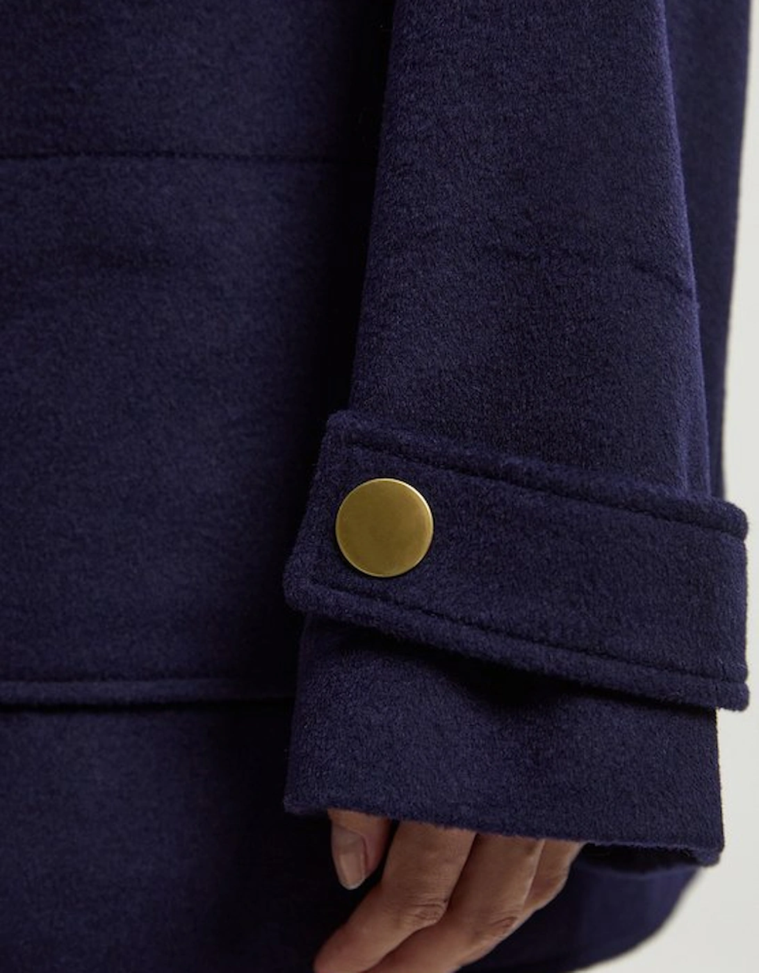 Petite Brushed Wool Patch Pocket Tailored Medium Coat