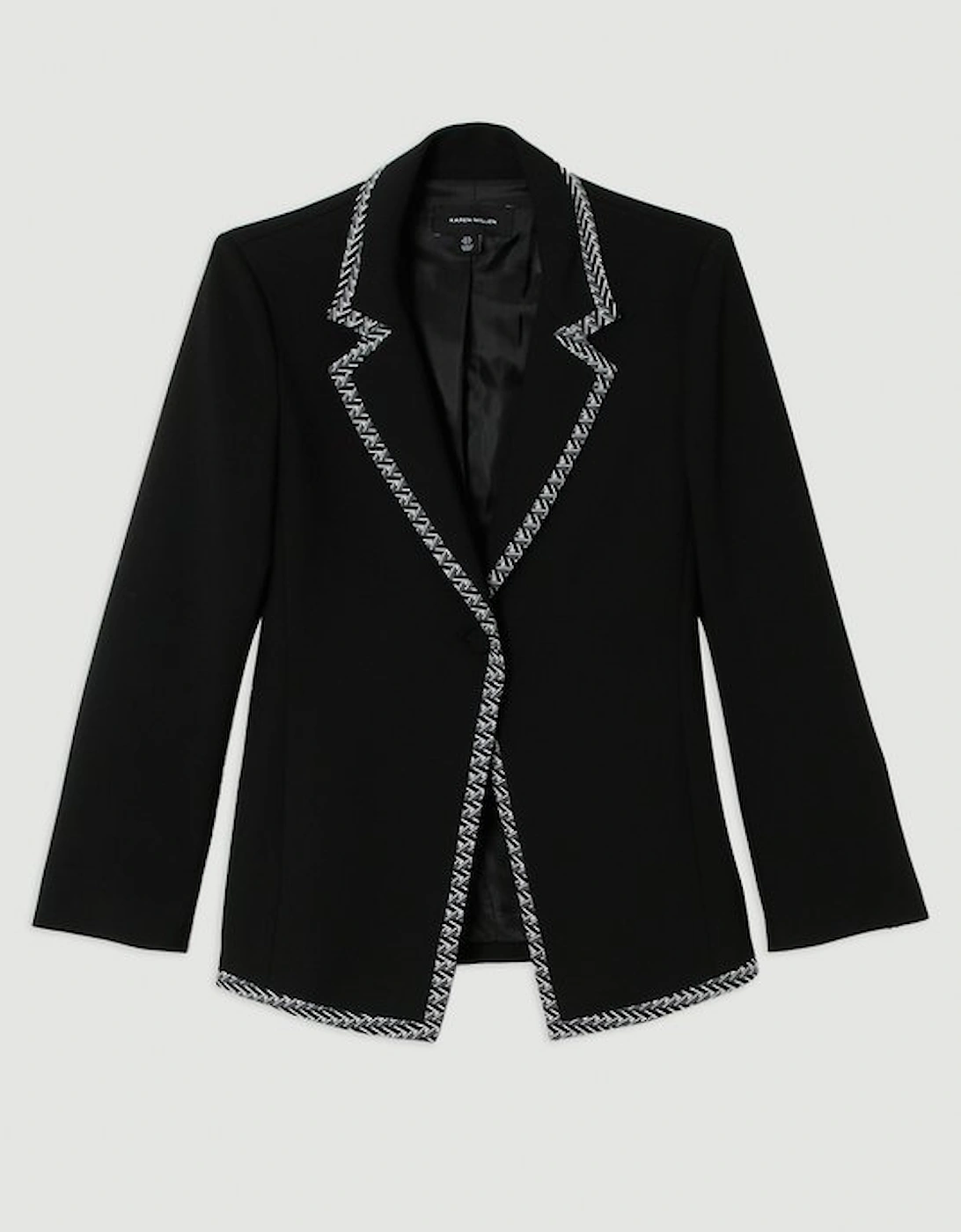 Compact Stretch Jacquard Insert Single Breasted Blazer