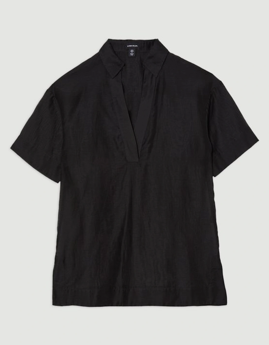 Short Sleeve Boxy Slub Woven Shirt