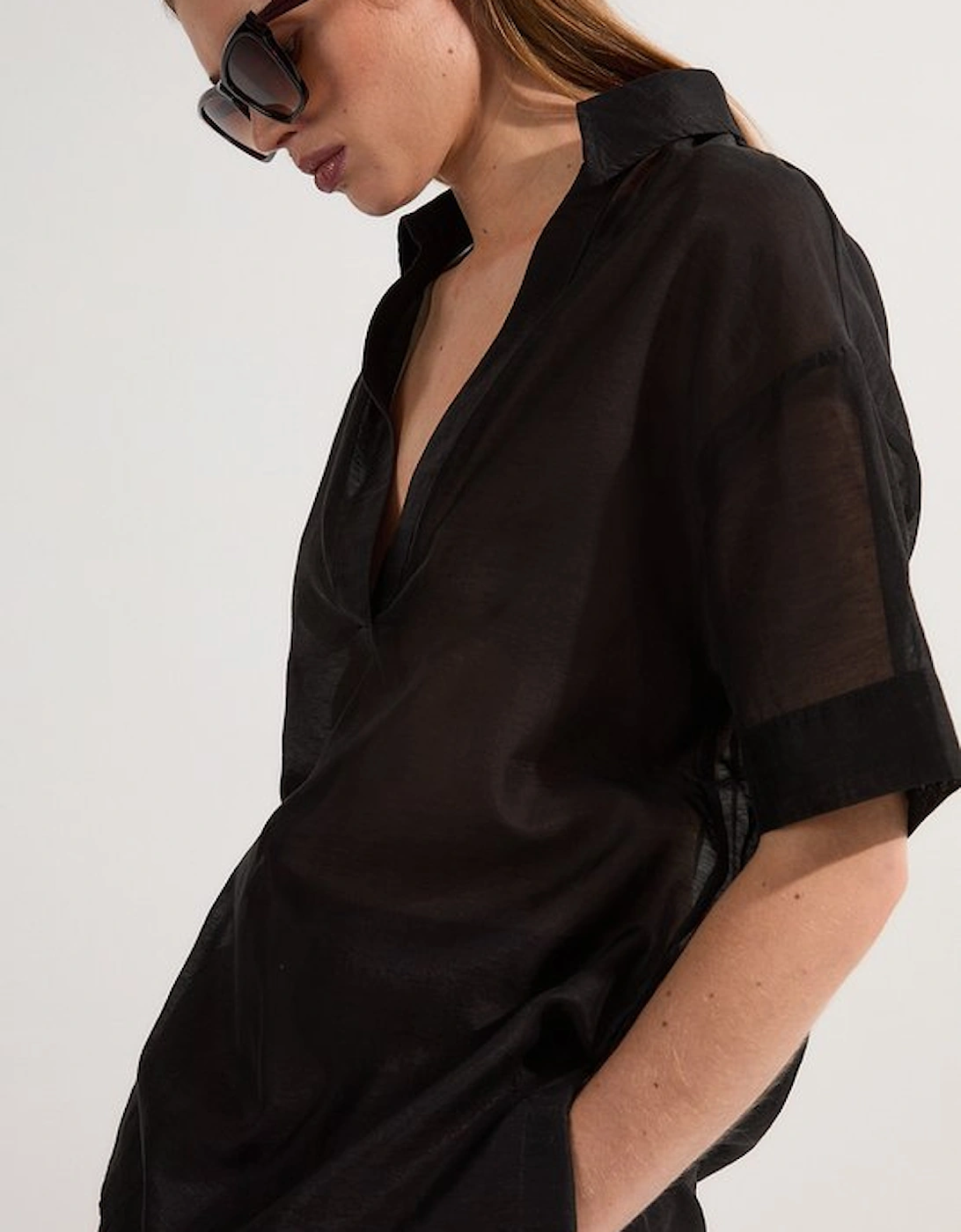 Short Sleeve Boxy Slub Woven Shirt, 5 of 4