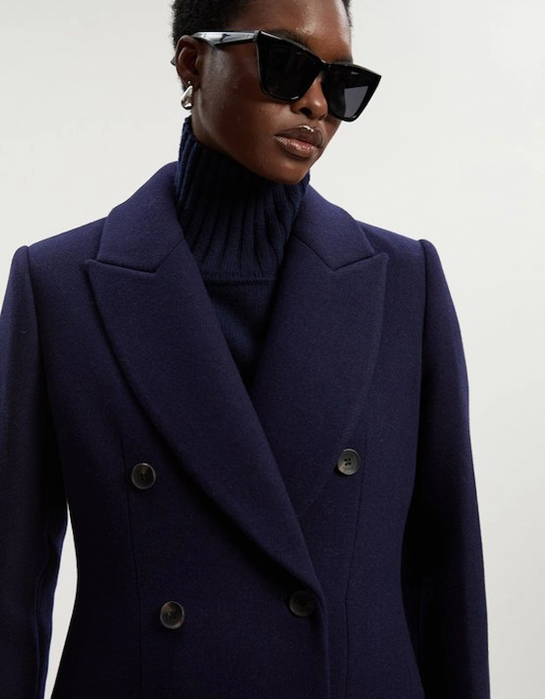 Petite Wool Double Breasted Tailored Midi Coat