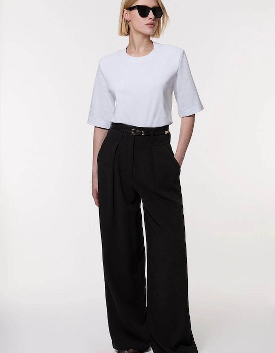 Tall Compact Stretch Essential Tailored High Waist Wide Leg Trouser, 2 of 1