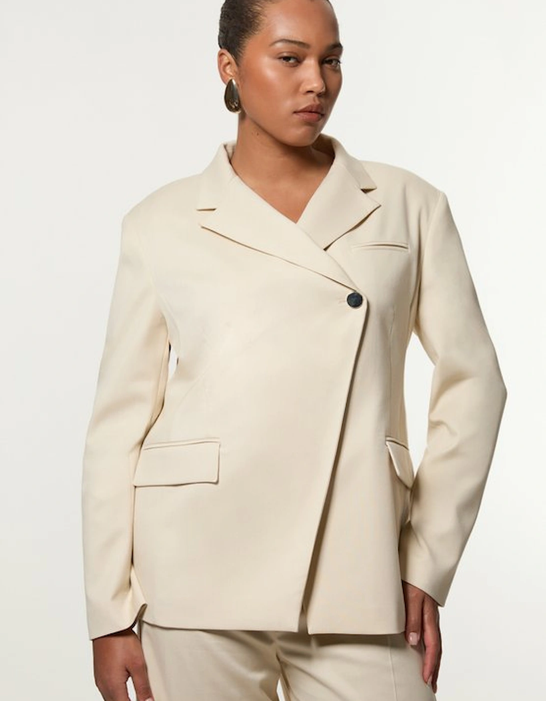 Plus Size Soft Structured Asymmetric Tailored Single Breasted Blazer, 5 of 4