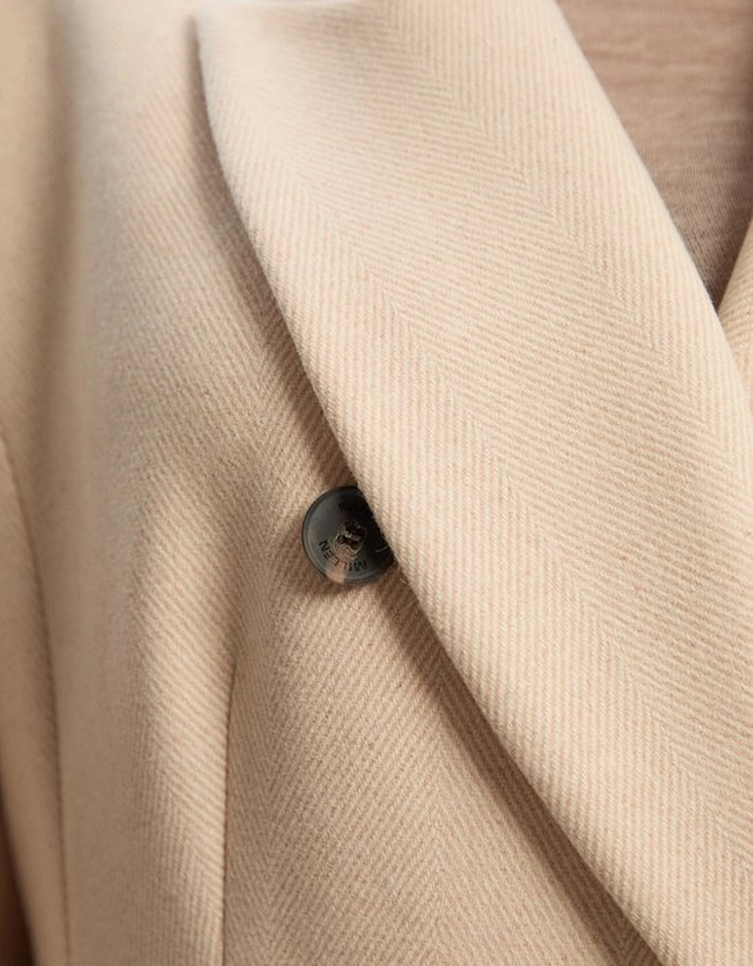 Plus Size Stripe Wool Double Breasted Tailored Maxi Coat