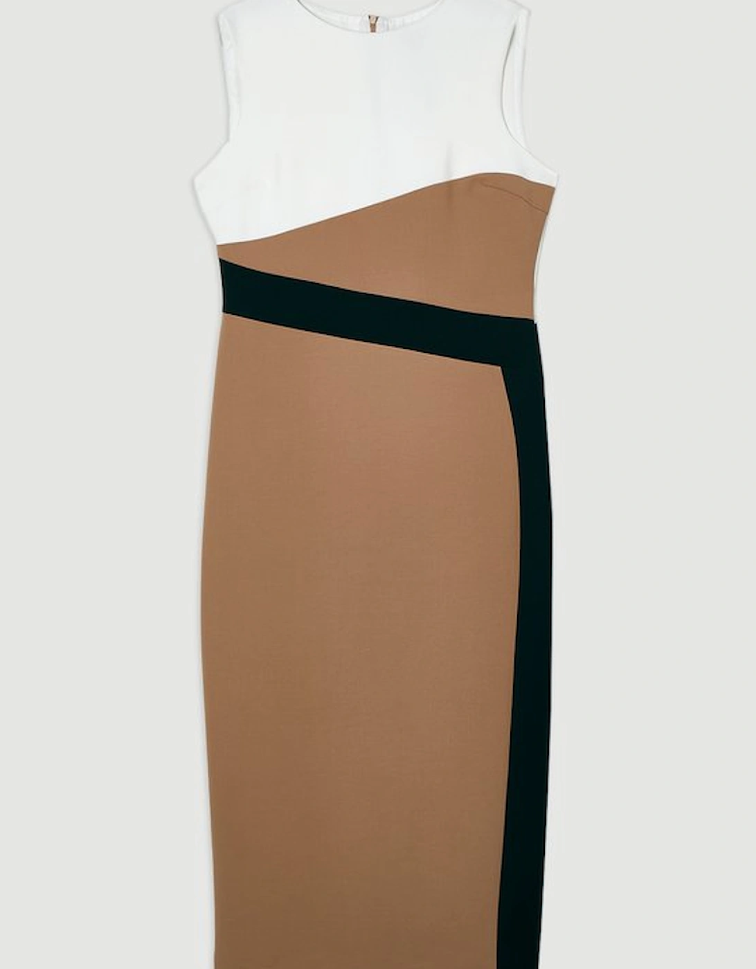 Compact Stretch Colourblock Tailored Pencil Dress