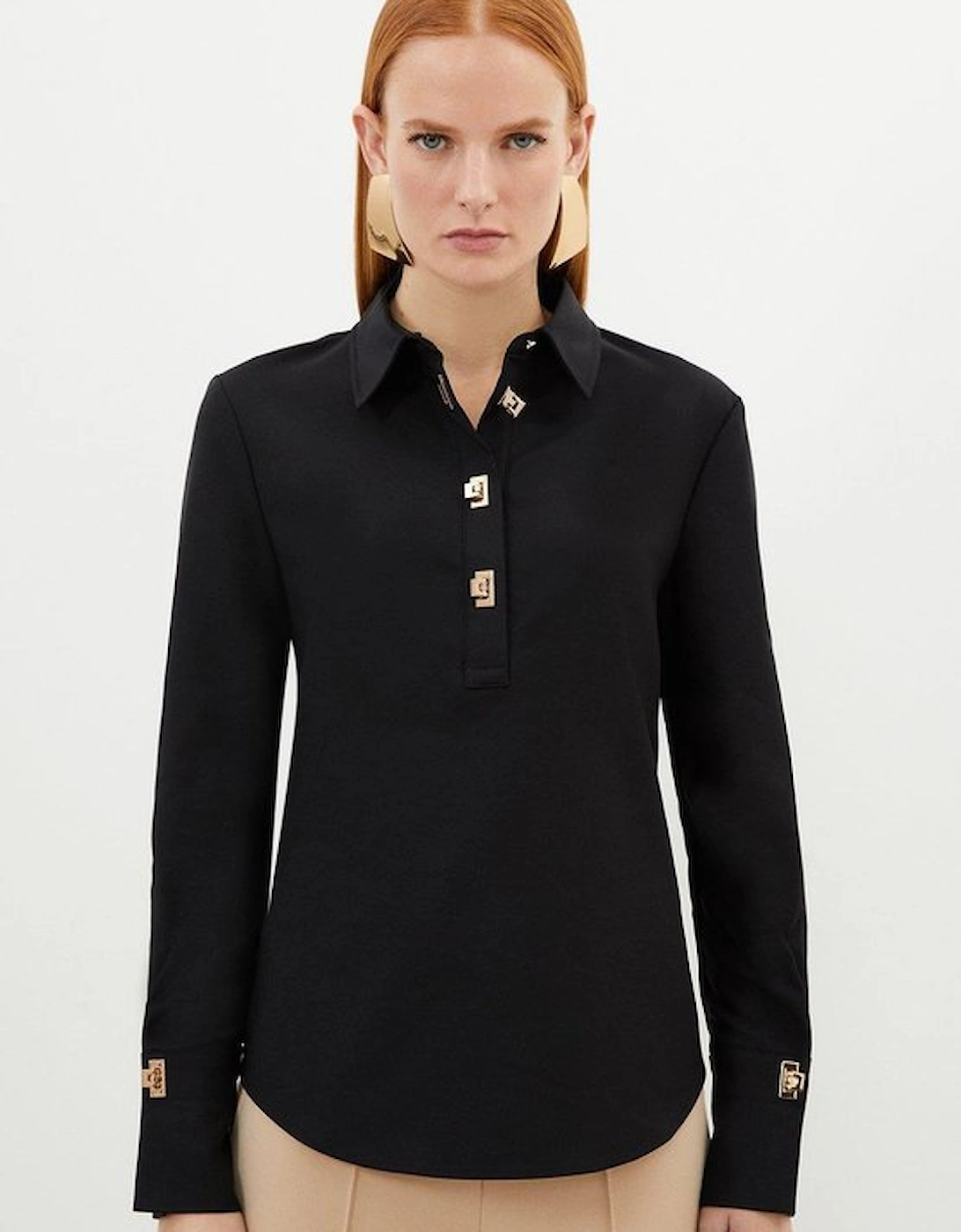 Techno Cotton Woven Shirt With Gold Clasp, 2 of 1