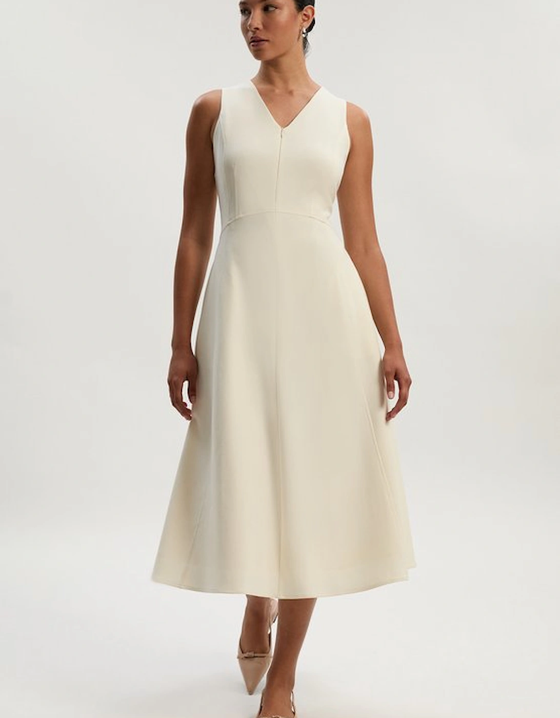 Compact Essential Tailored Sleeveless Midi Dress