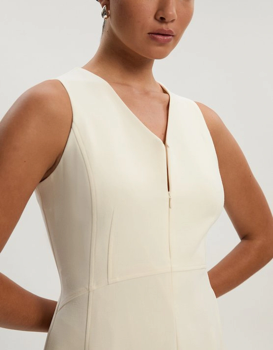 Compact Essential Tailored Sleeveless Midi Dress