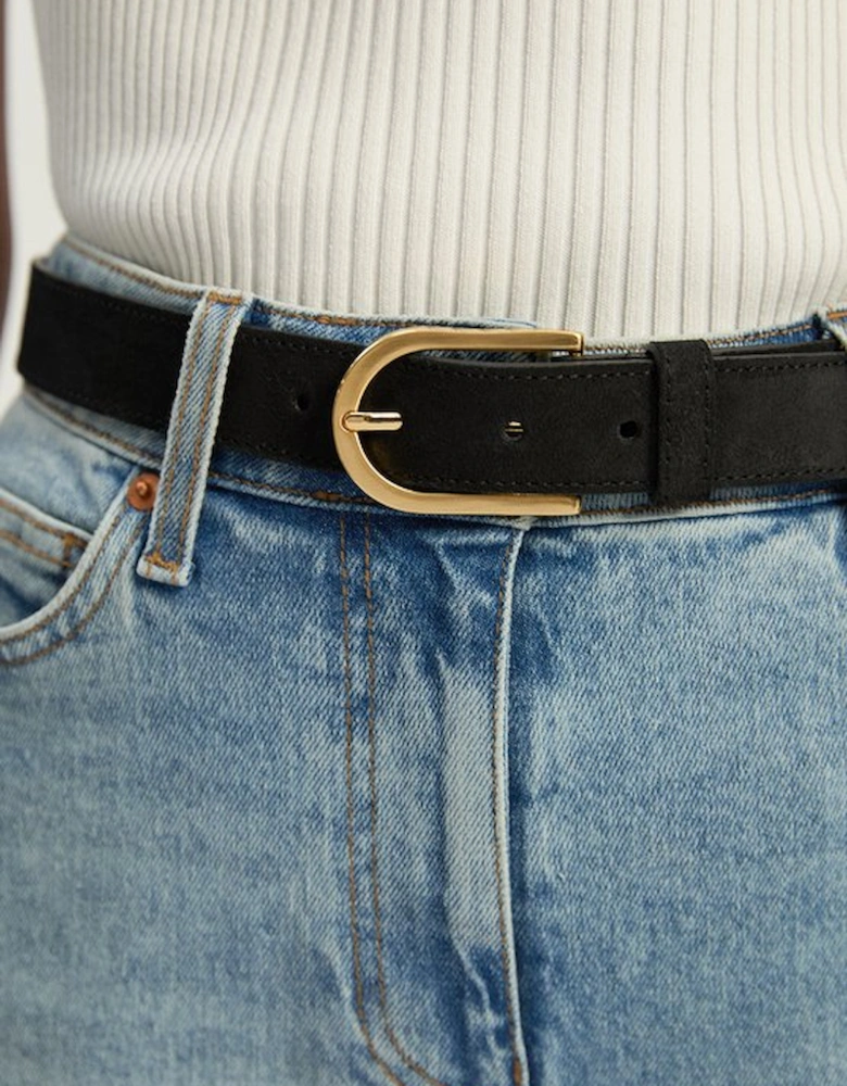 Suede Rounded Buckle Belt