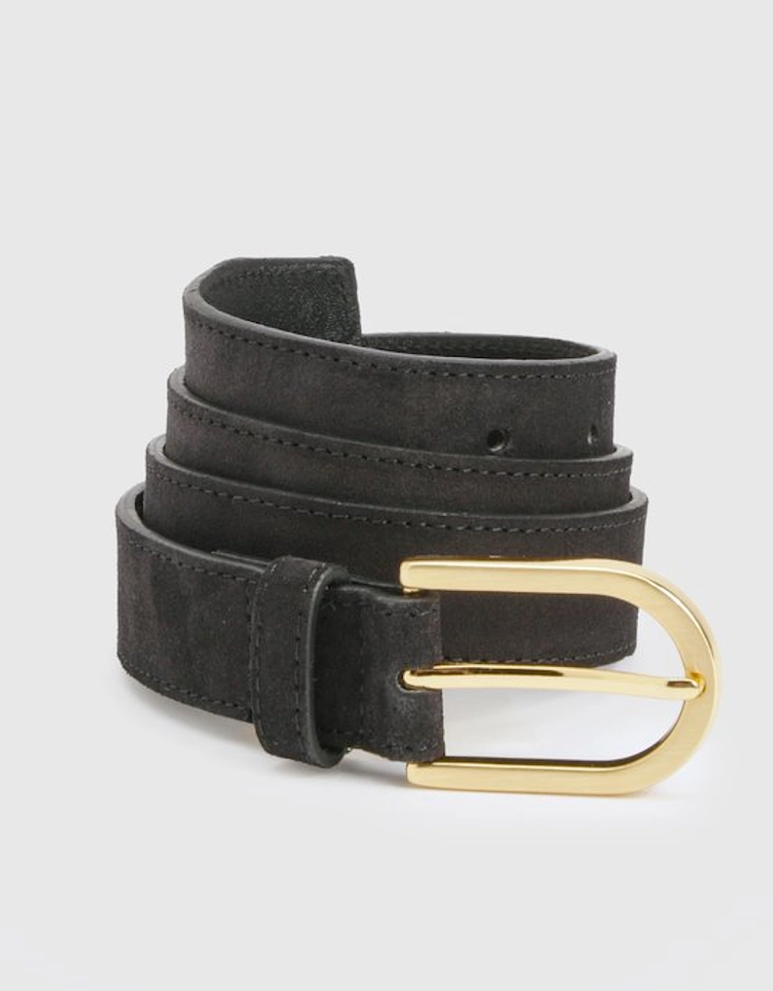 Suede Rounded Buckle Belt