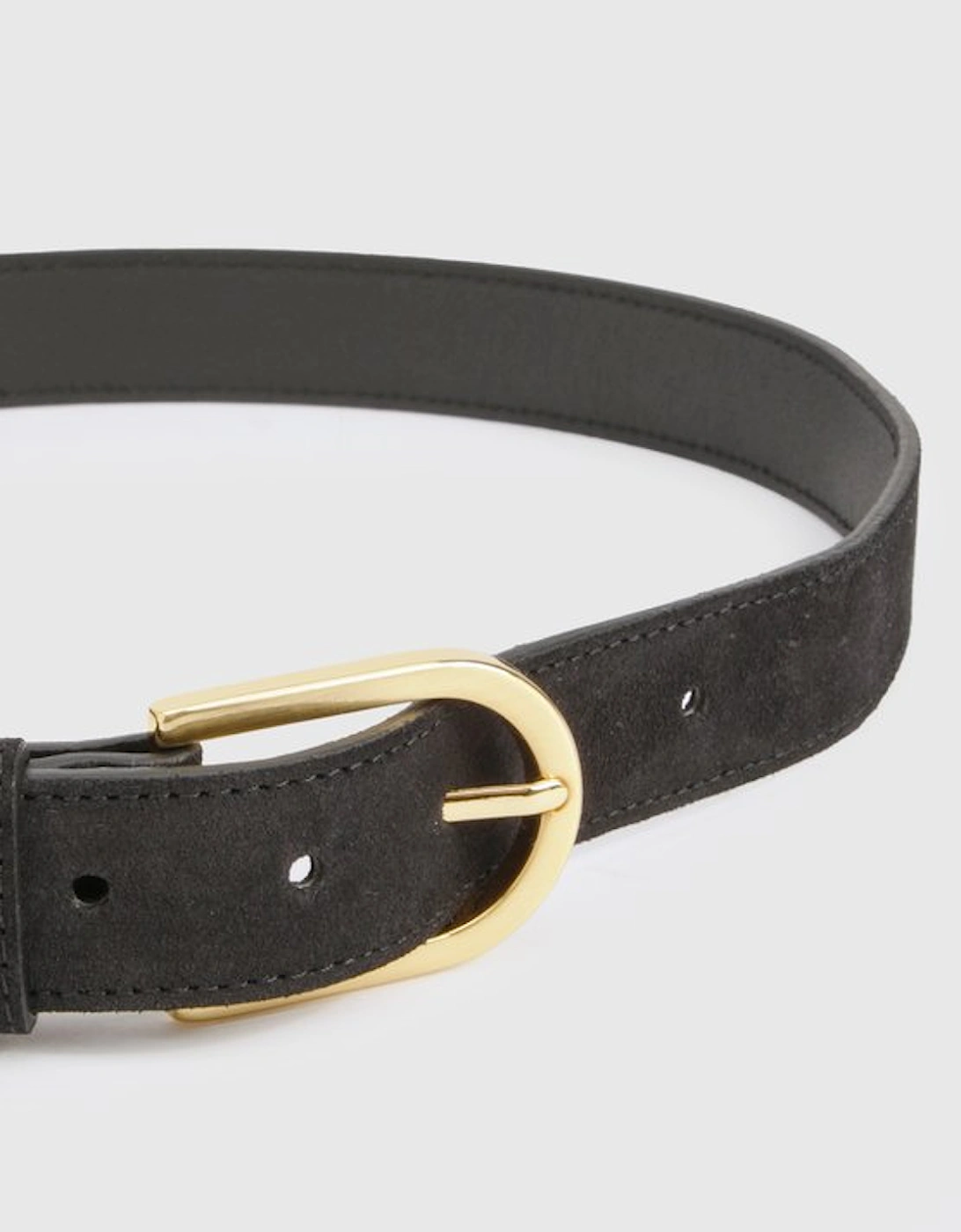 Suede Rounded Buckle Belt