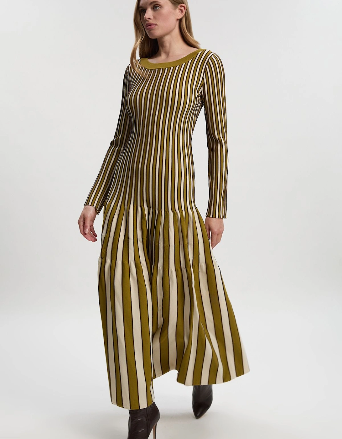 Viscose Blend Striped Knitted Maxi Dress, 2 of 1