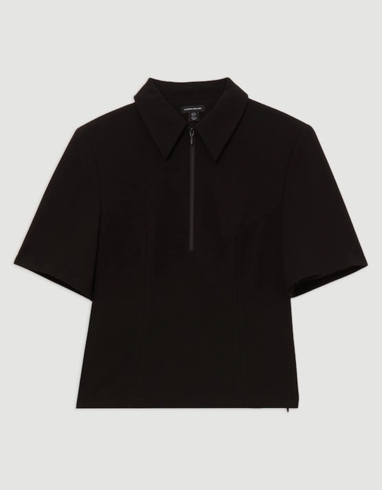 Compact Stretch Essential Tailored Collar Top