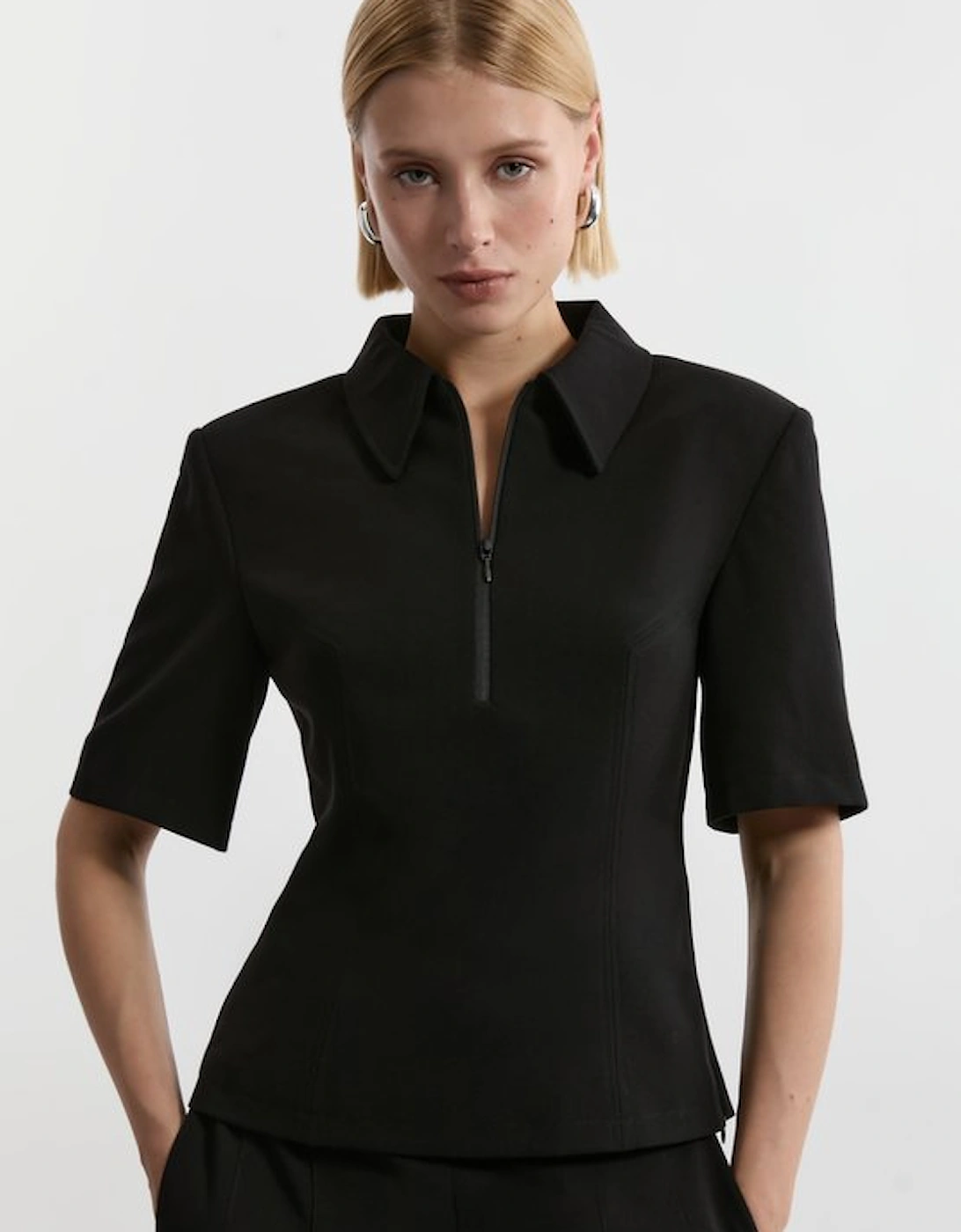 Compact Stretch Essential Tailored Collar Top, 5 of 4
