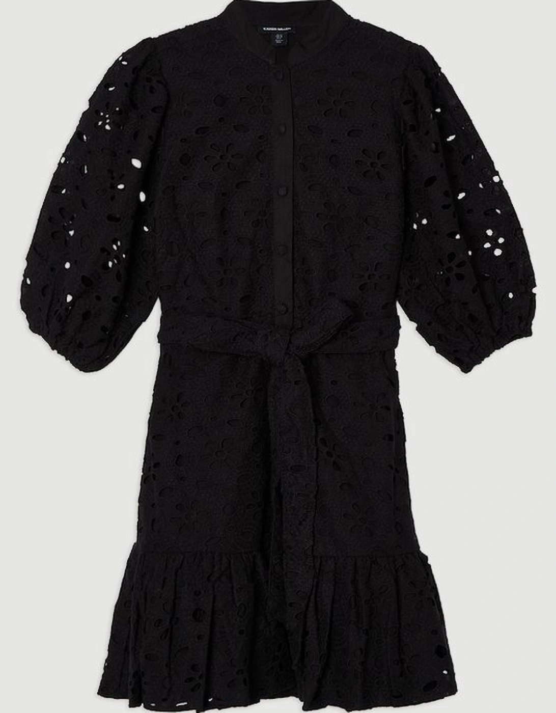 Cotton Broderie Belted Woven Mini Dress