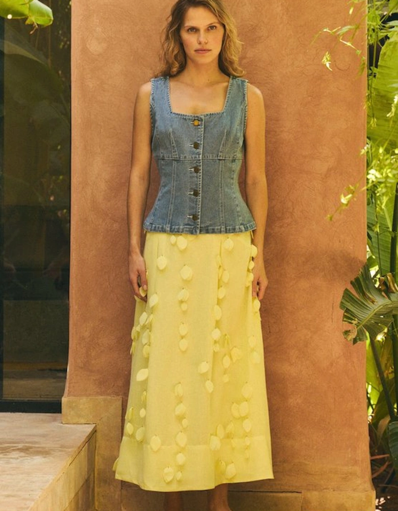 Denim Soft Wash Sleeveless Square Neck Top