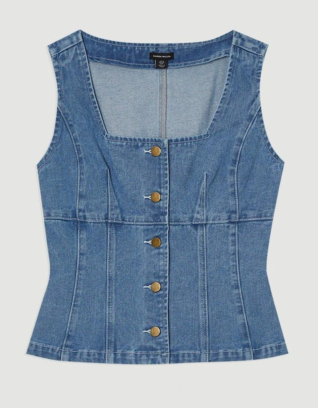 Denim Soft Wash Sleeveless Square Neck Top